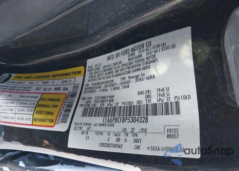 2023 Ford Mustang Gt Premium Fastback из США, поврежденный, VIN 1FA6P8CF8P5304328